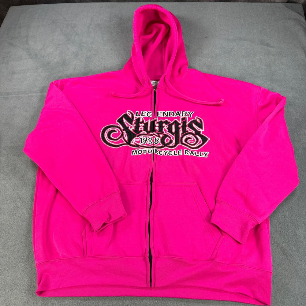RP&G Souvenirs Sturgis Motorcycle Rally Zip Up Hoodie Pink Embroidered 2XL
